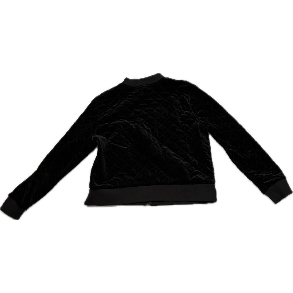 Halogen Black Quilted Velvet Bomber Jacket | Size L - Picture 2 of 3
